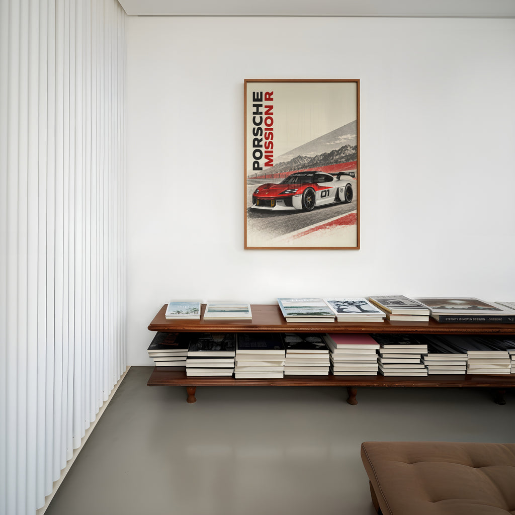 Vintage Porsche Mission R Print, Race Car Wall Art