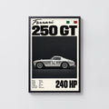 Vintage Ferrari 250 GT Print, Car Poster Wall Art