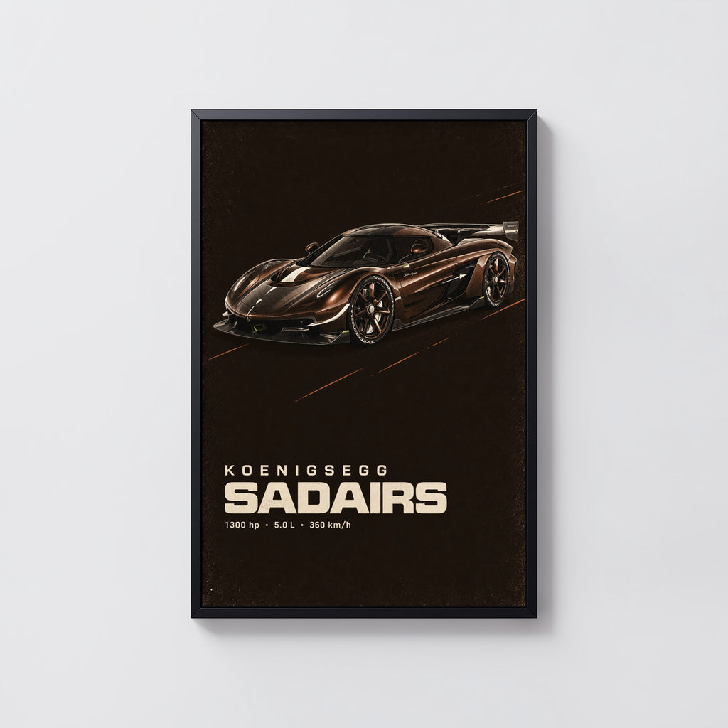 Vintage Koenigsegg Print, Hypercar Wall Art