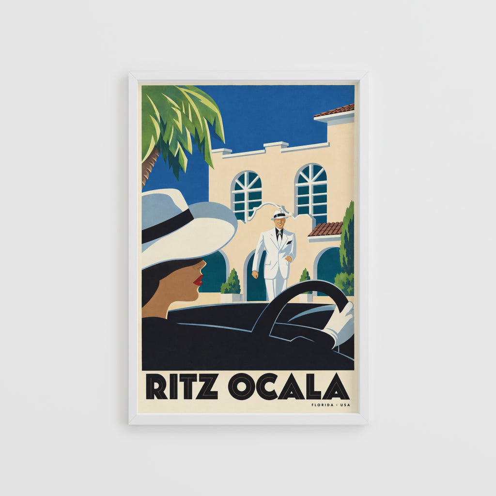 Vintage Ocala Florida Poster, Art Deco Wall Art, Hotel Print