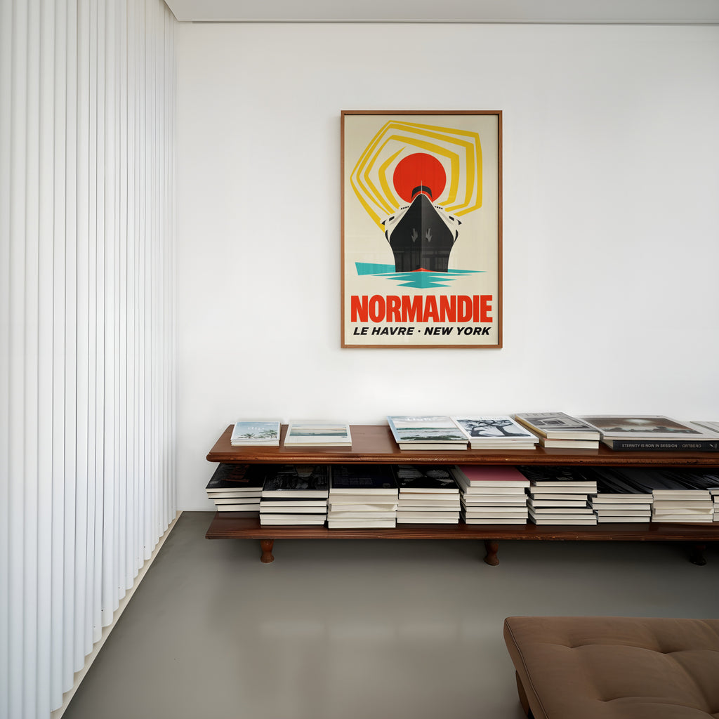 Vintage Normandie Ocean Liner Poster, Le Havre Print