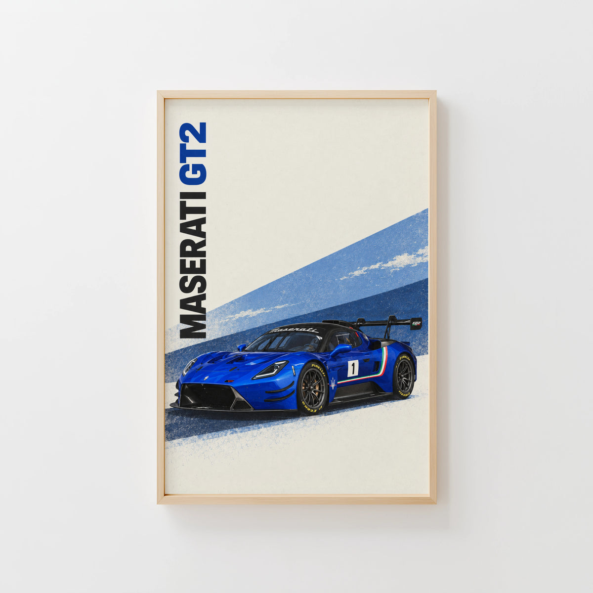 Vintage Maserati GT2 Print, Racing Car Wall Art