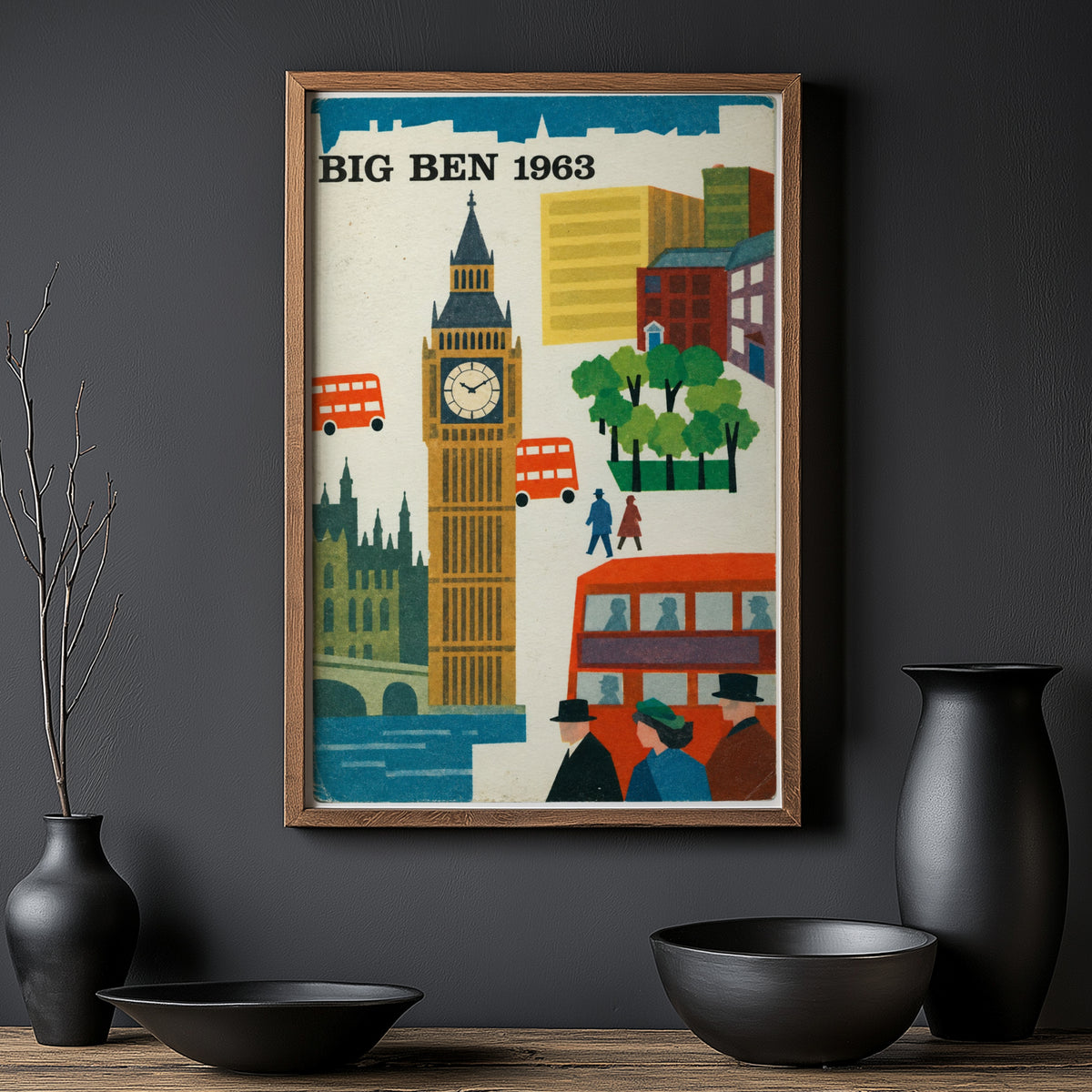 Vintage Big Ben London Poster, Mid Century Wall Art, Print