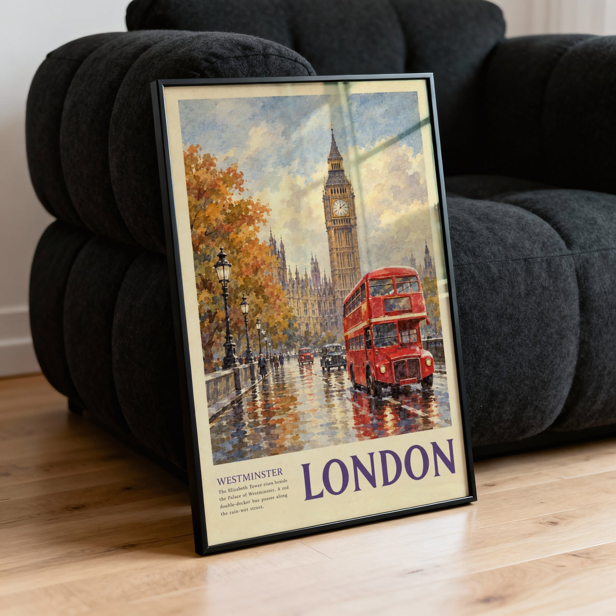 Vintage London Poster, Westminster Wall Art, Big Ben Print
