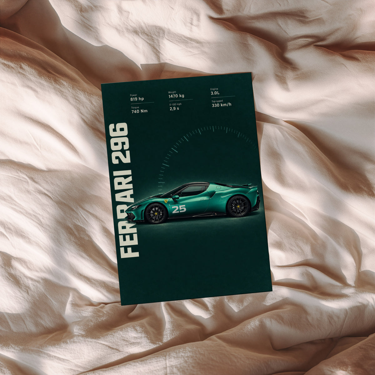Vintage Ferrari 296 Print, Supercar Wall Art
