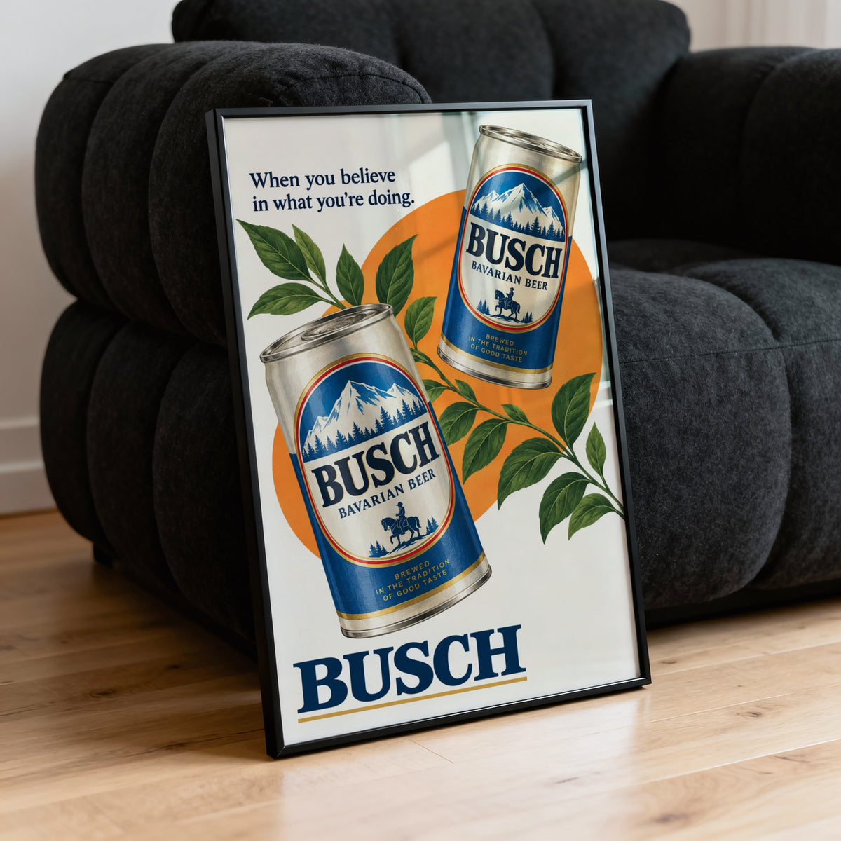 Vintage Busch Beer Print, Bar Poster, Retro Cans Decor