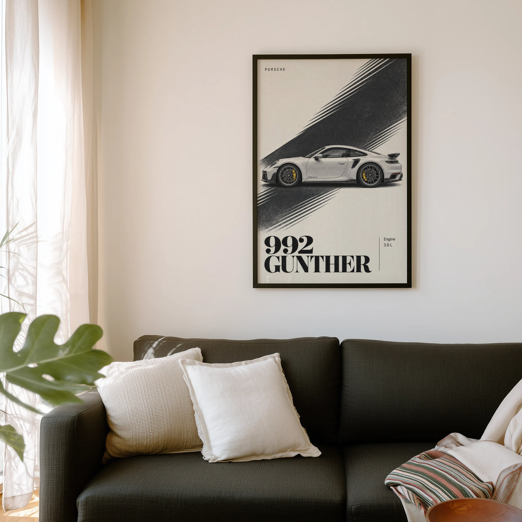 Vintage Porsche 992 Gunther Print, Car Wall Art