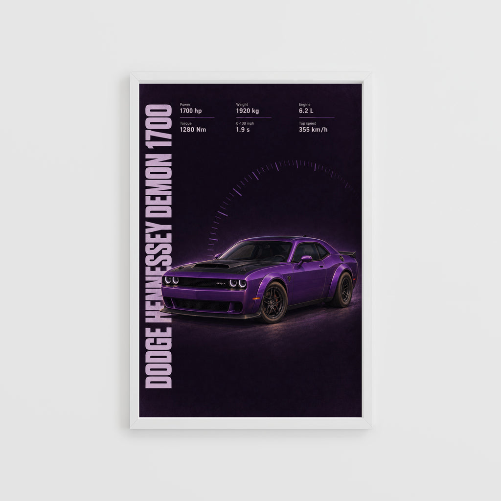 Vintage Dodge Demon Print, Purple Muscle Car Art
