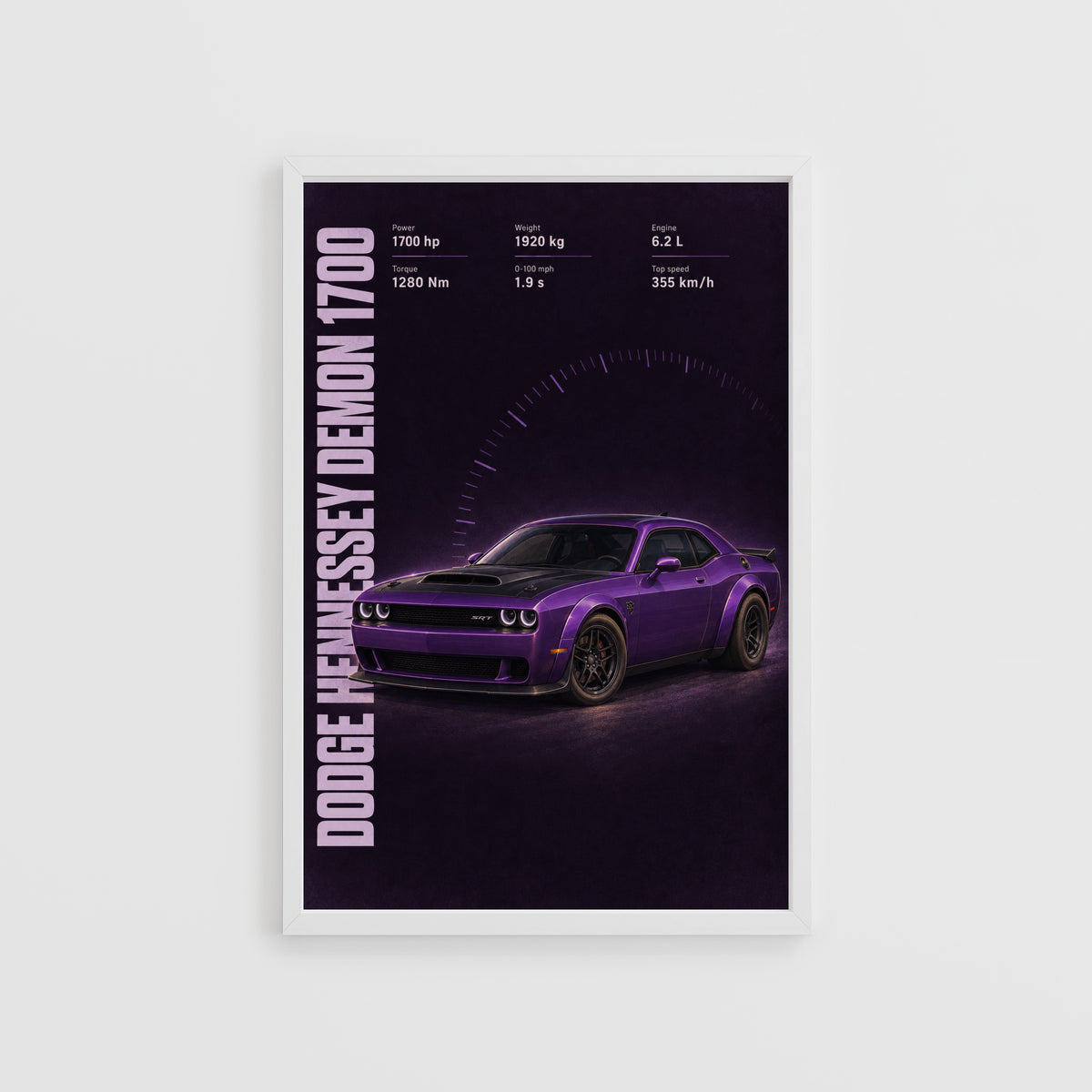 Vintage Dodge Demon Print, Purple Muscle Car Art