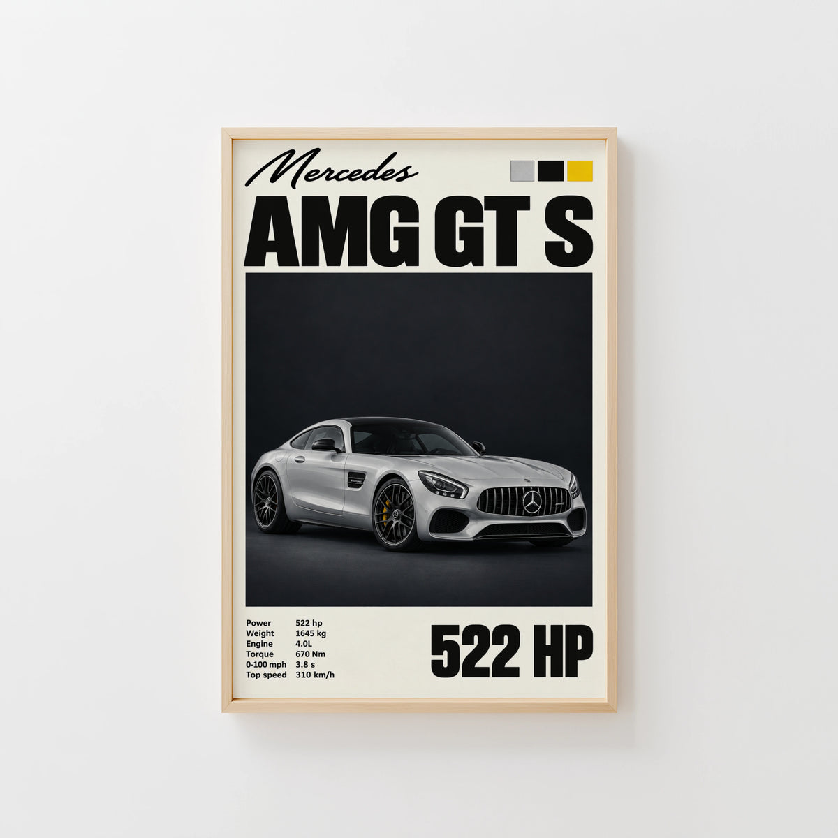 Vintage Mercedes AMG GT S Print, Car Wall Art