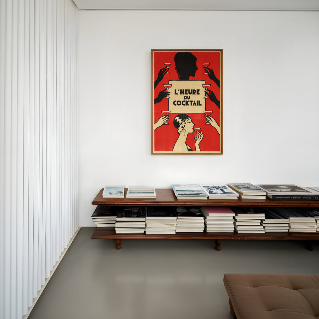 Vintage Art Deco Cocktail Print Poster, Red Bar Wall Art