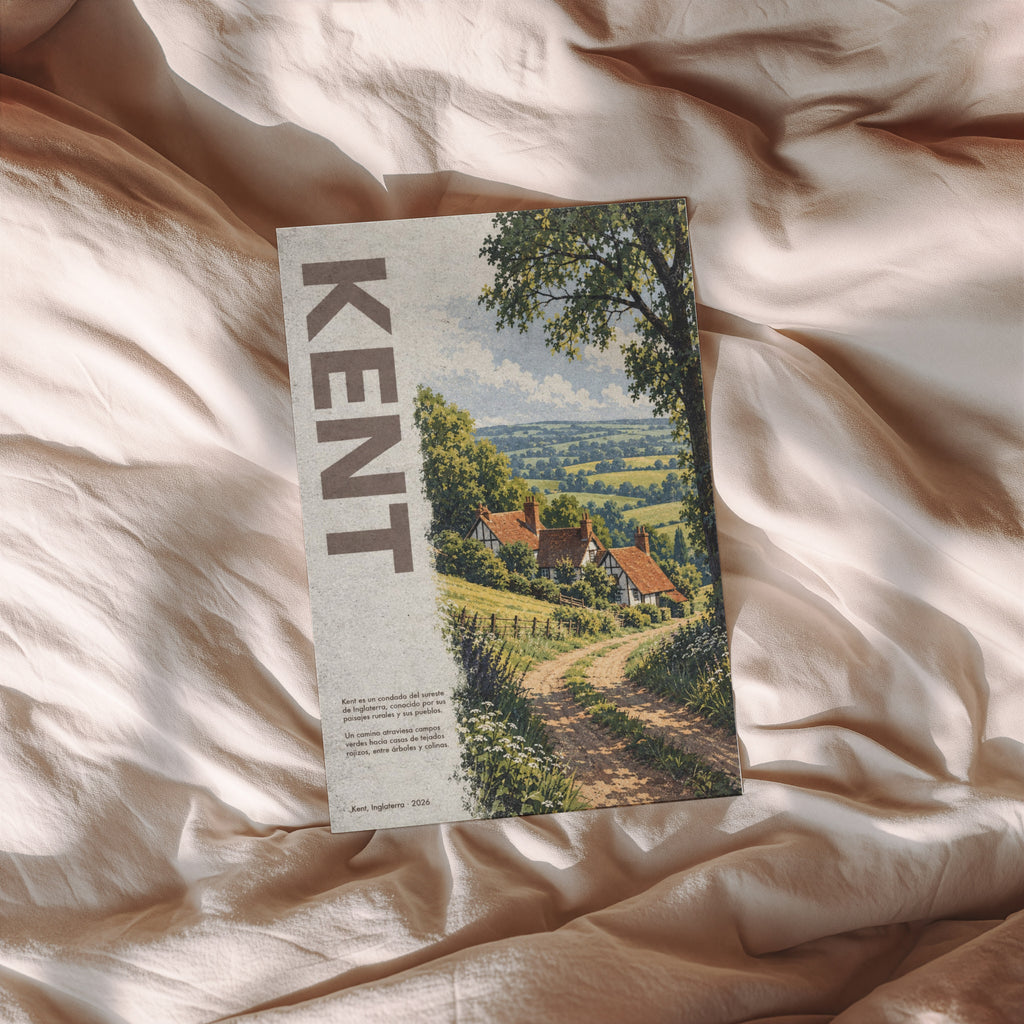 Vintage Kent Poster, English Countryside Wall Art, Print