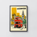 Vintage Westminster London Poster, Red Bus Wall Art Print