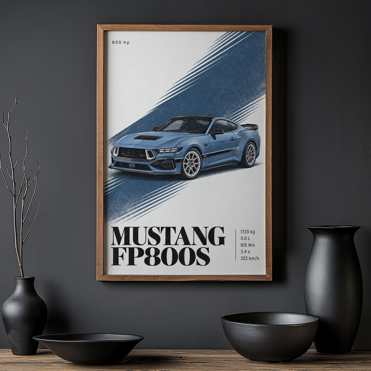 Vintage Mustang FP800S Print, Muscle Car Wall Art