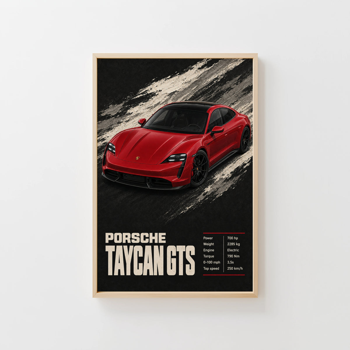 Vintage Porsche Taycan GTS Print, Car Poster Wall Art