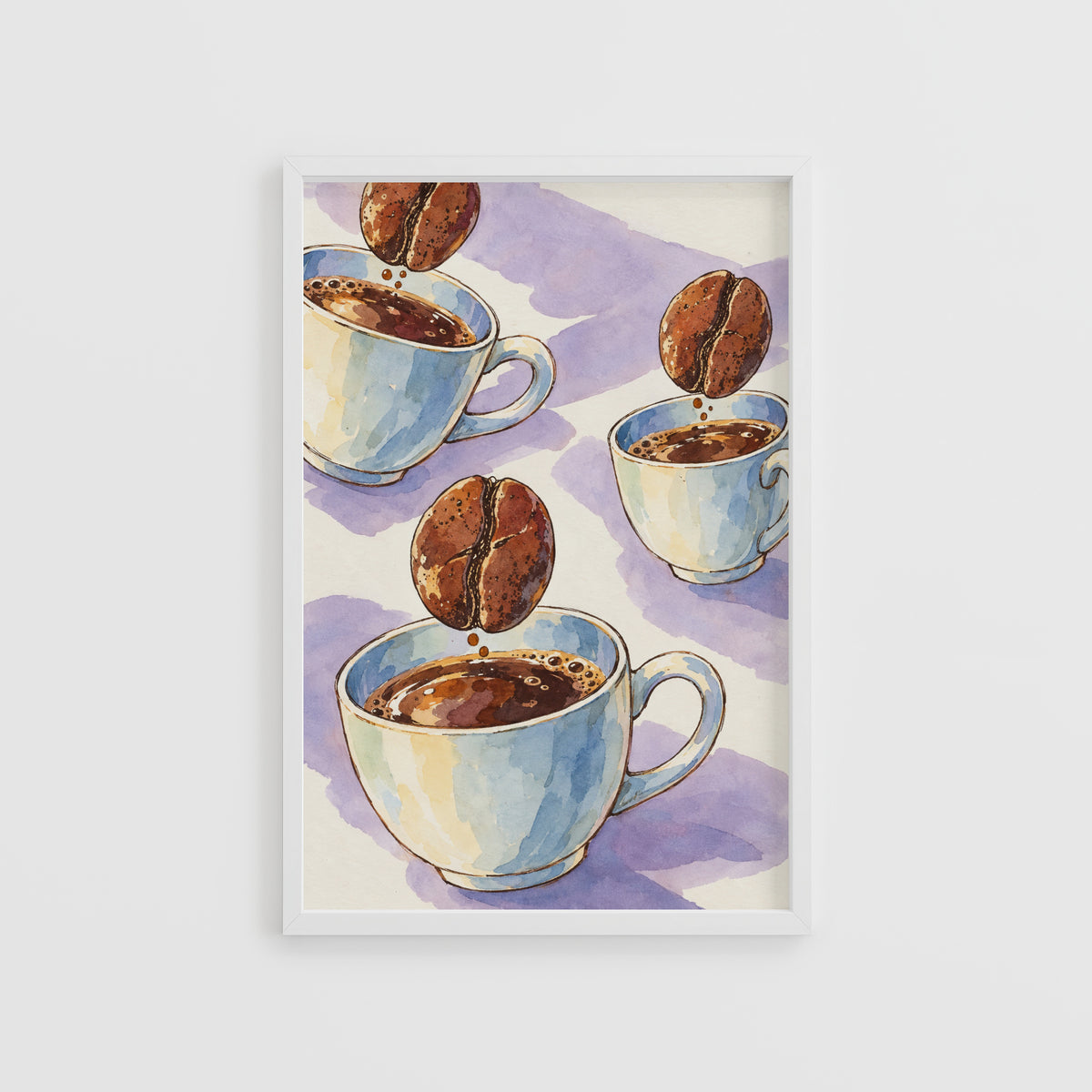Vintage Coffee Bean Watercolour Print and Poster