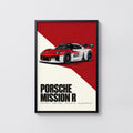 Vintage Porsche Mission R Print, Car Wall Art