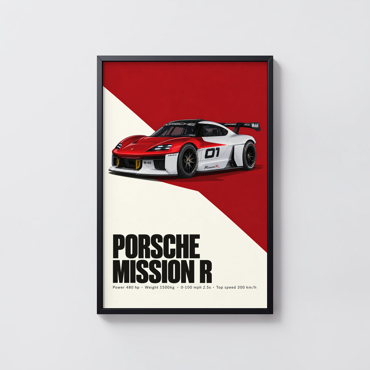 Vintage Porsche Mission R Print, Car Wall Art