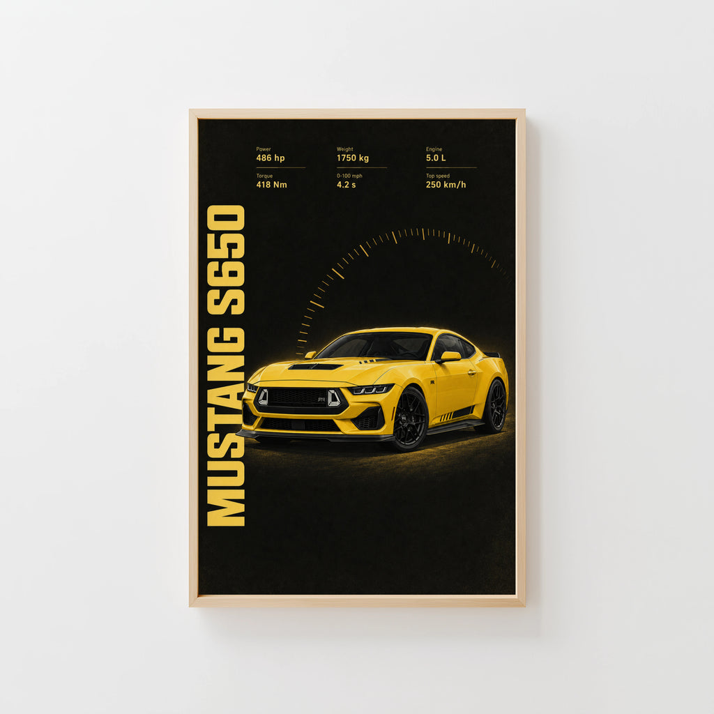 Vintage Mustang S650 Print, Muscle Car Wall Art