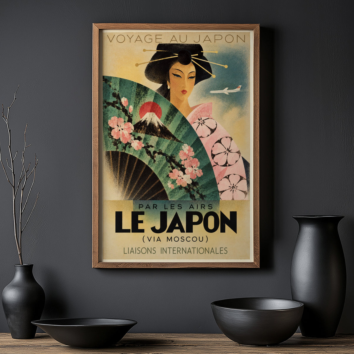 Vintage Japan Travel Poster, Art Deco Wall Art, Print