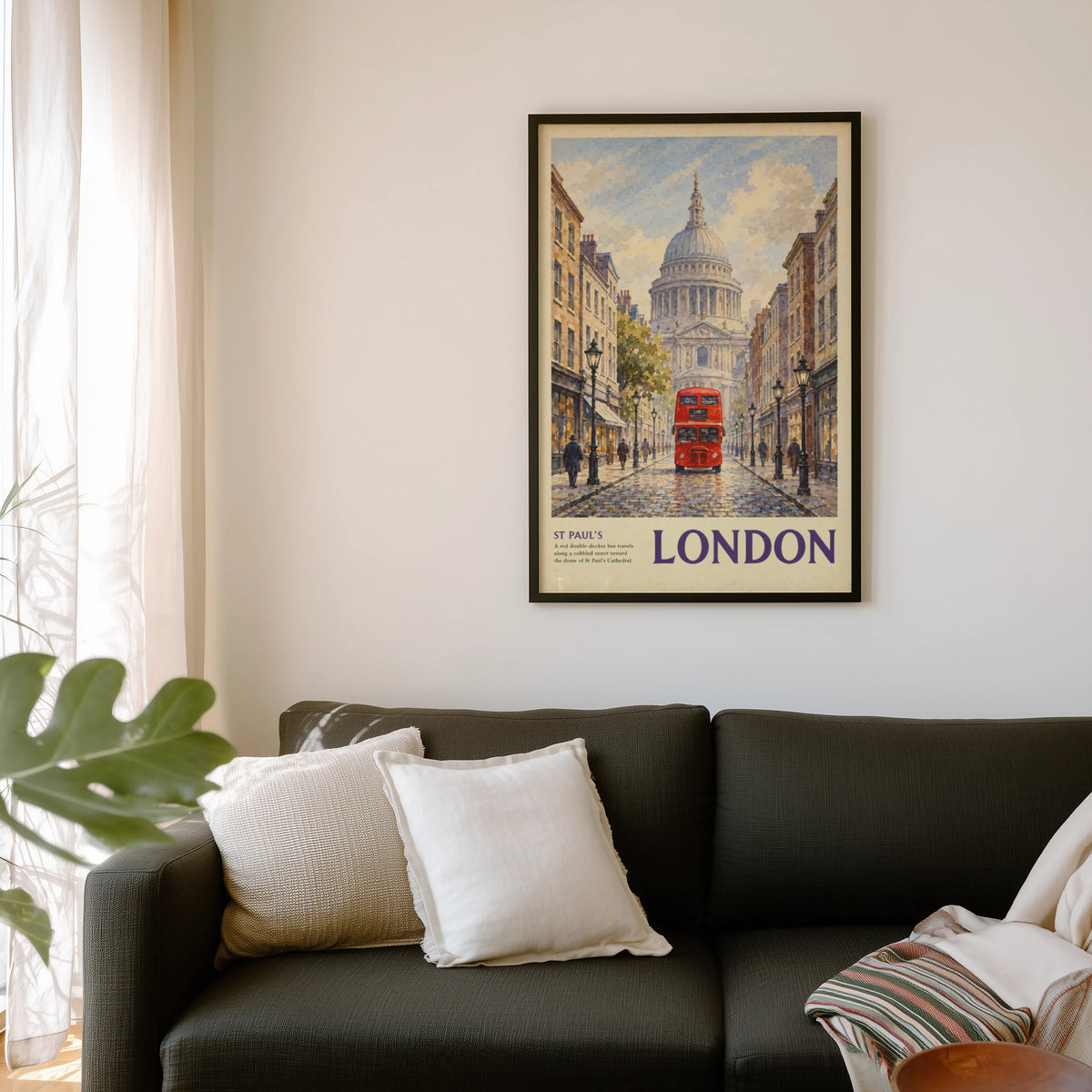 Vintage London Poster, St Paul's Cathedral Wall Art