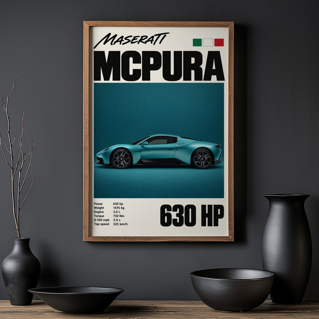 Vintage Maserati MCPura Print, Car Wall Art