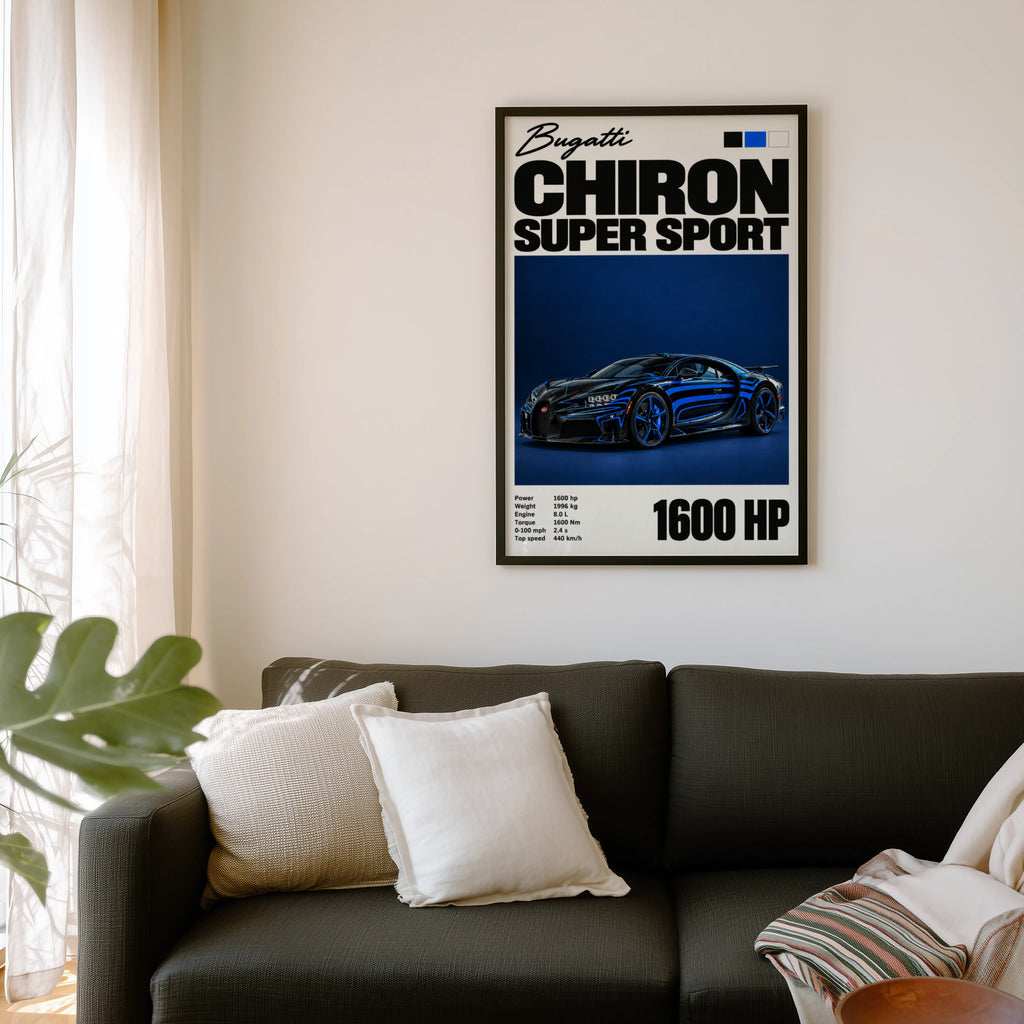 Vintage Bugatti Chiron Super Sport Print, Car Poster