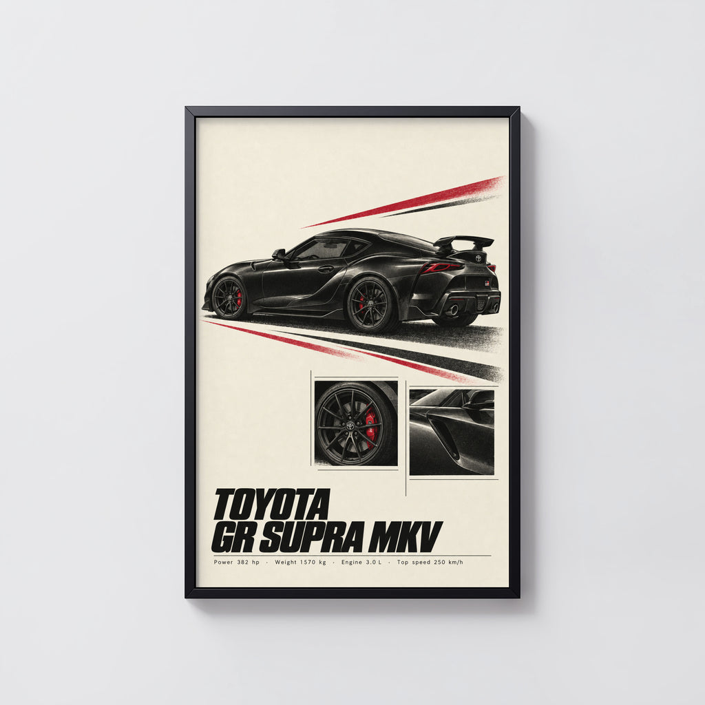 Vintage Toyota Supra Print, Car Wall Art