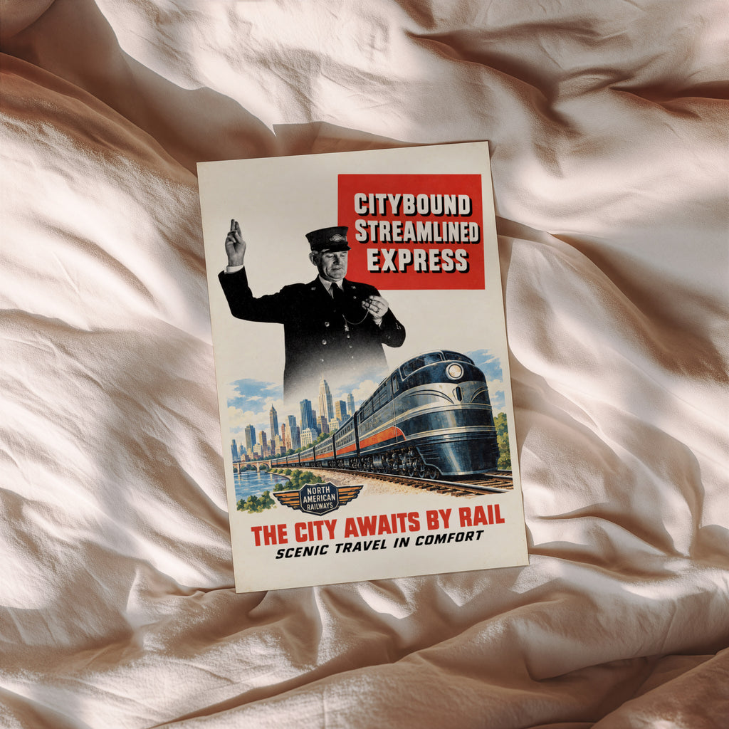 Vintage Train Print Poster, Streamlined Express Wall Art