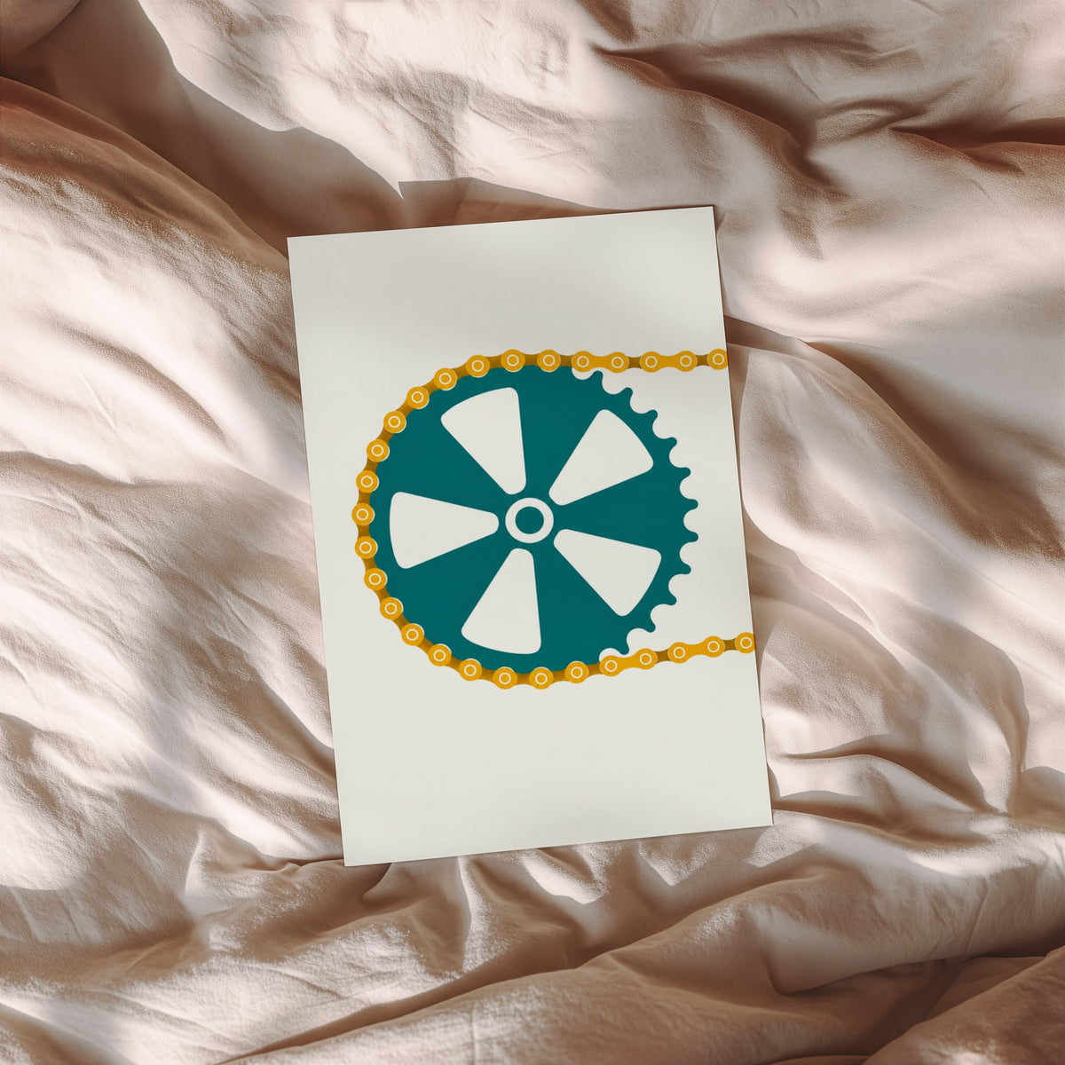 Vintage Bike Chainring Poster, Cycling Wall Art, Print