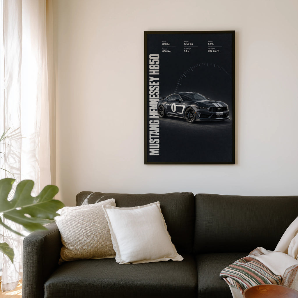 Vintage Mustang Hennessey H850 Print, Car Poster