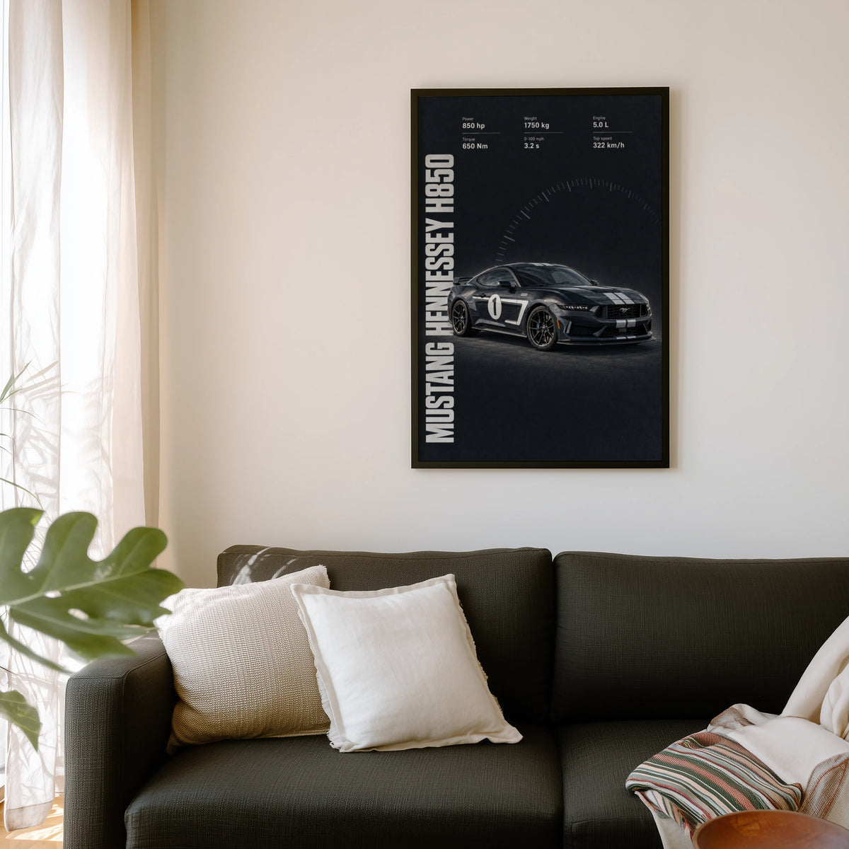 Vintage Mustang Hennessey H850 Print, Car Poster