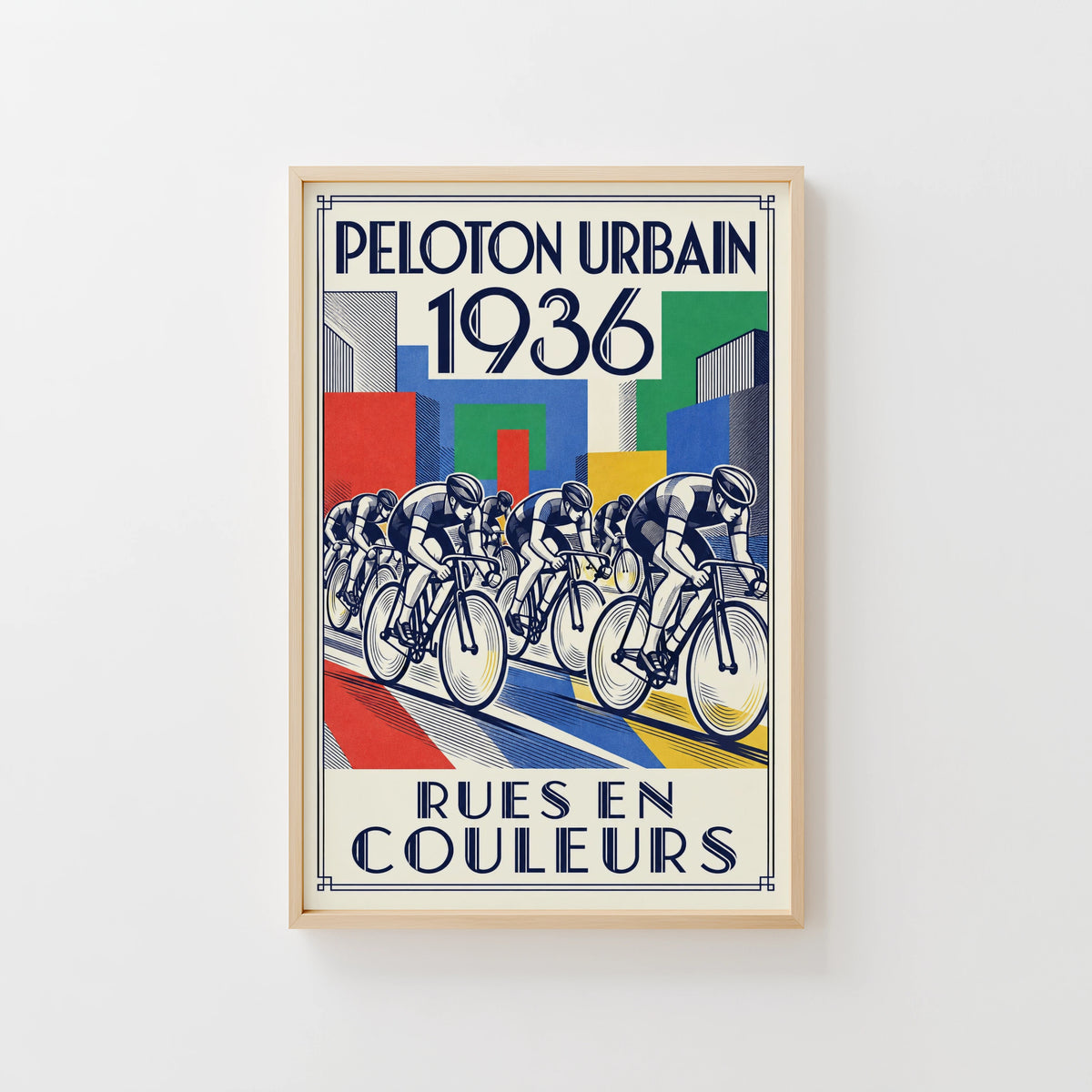 Vintage Cycling Poster, Art Deco Wall Art, Peloton Print