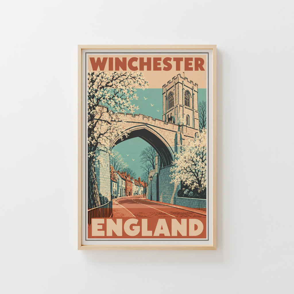 Vintage Winchester England Poster, Travel Wall Art, Print