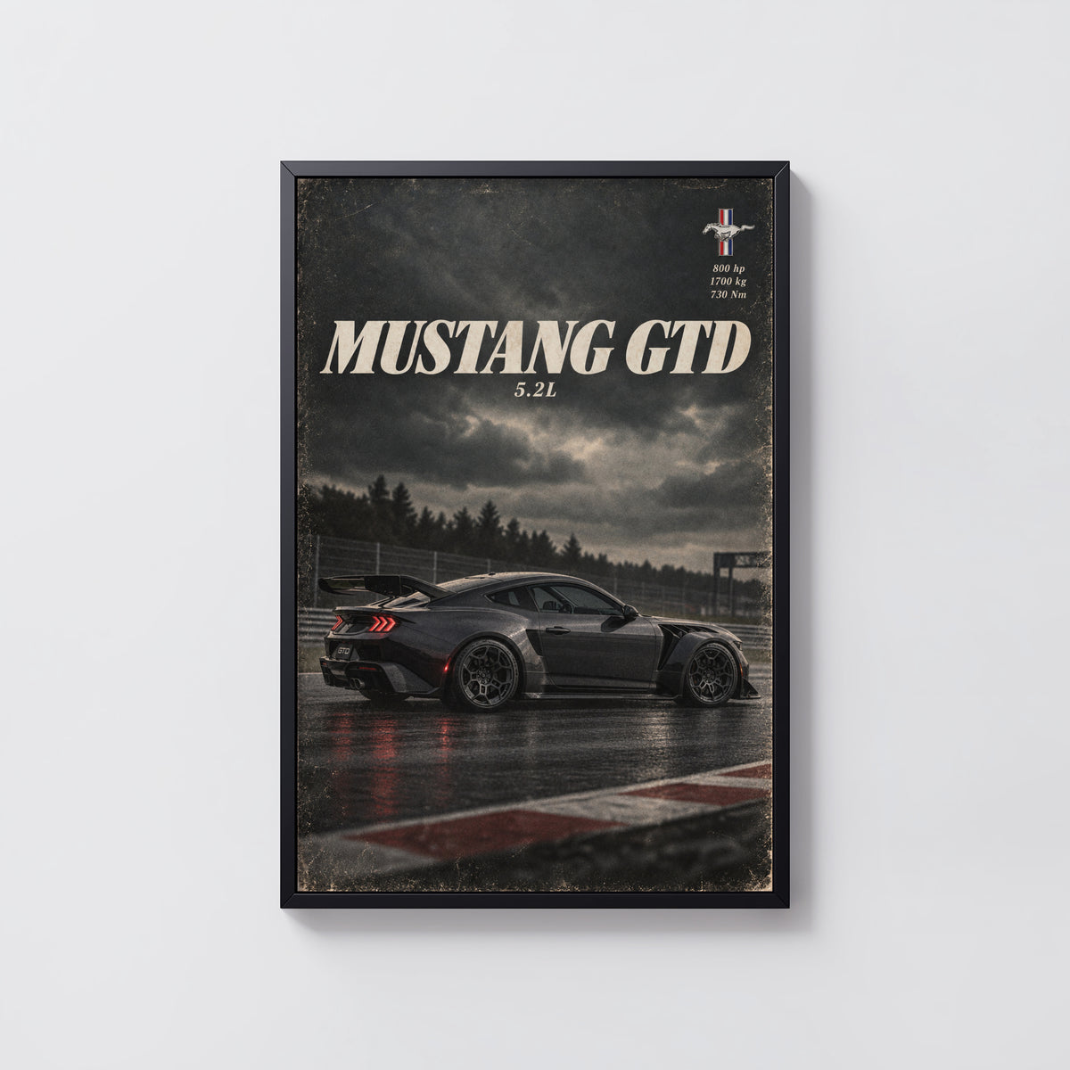 Vintage Mustang GTD Print, Muscle Car Wall Art