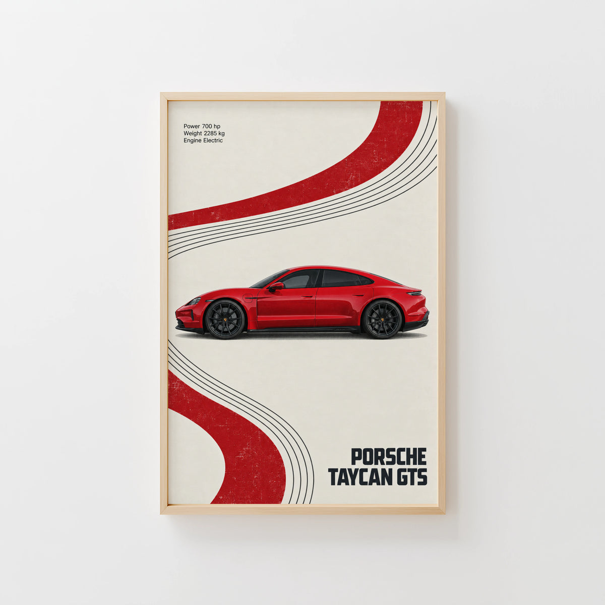 Vintage Porsche Taycan GTS Print, Car Poster