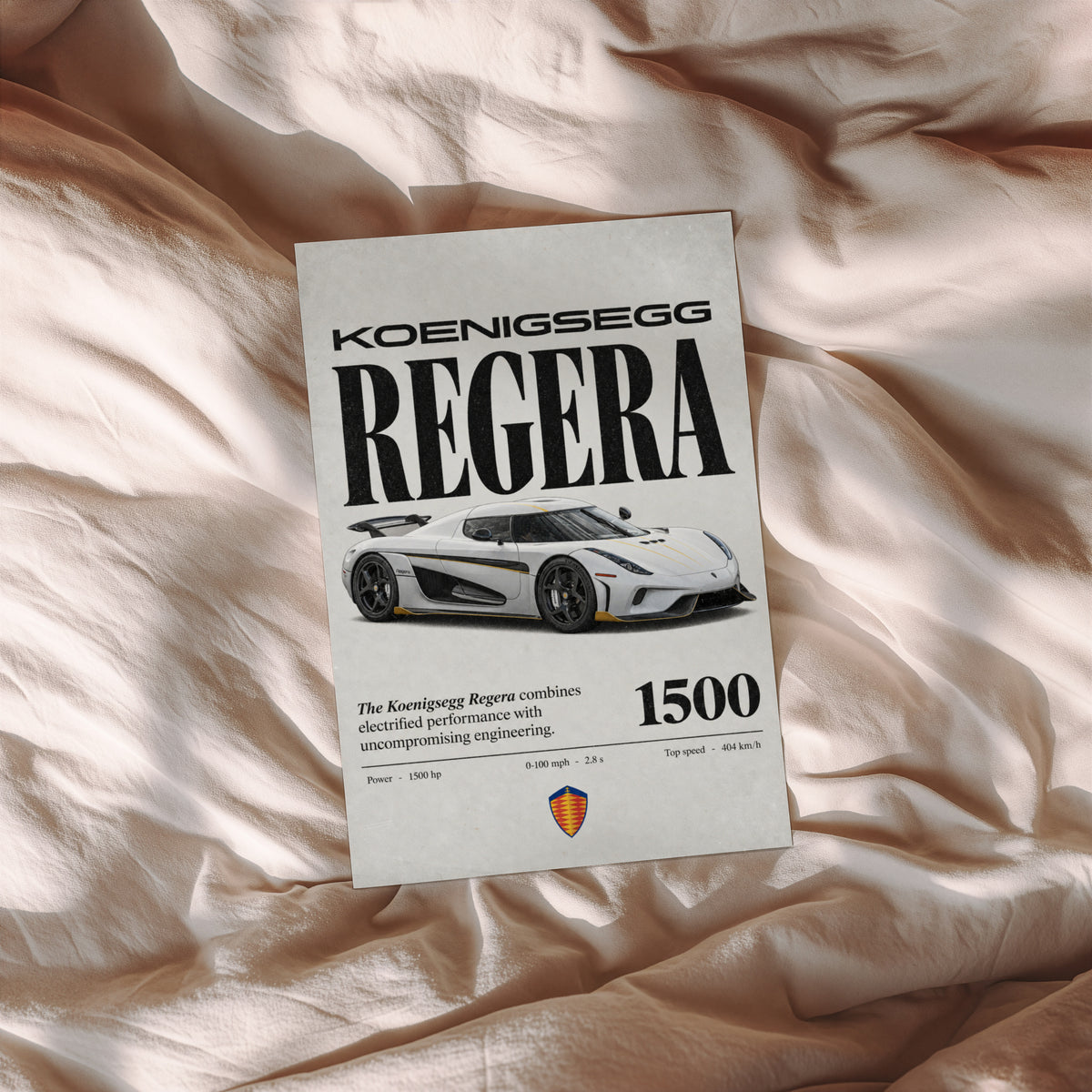 Vintage Koenigsegg Regera Print, Hypercar Art