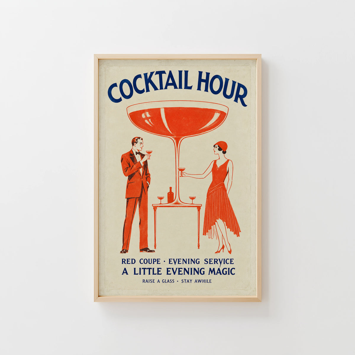 Vintage Cocktail Hour Print Poster, Art Deco Bar Art