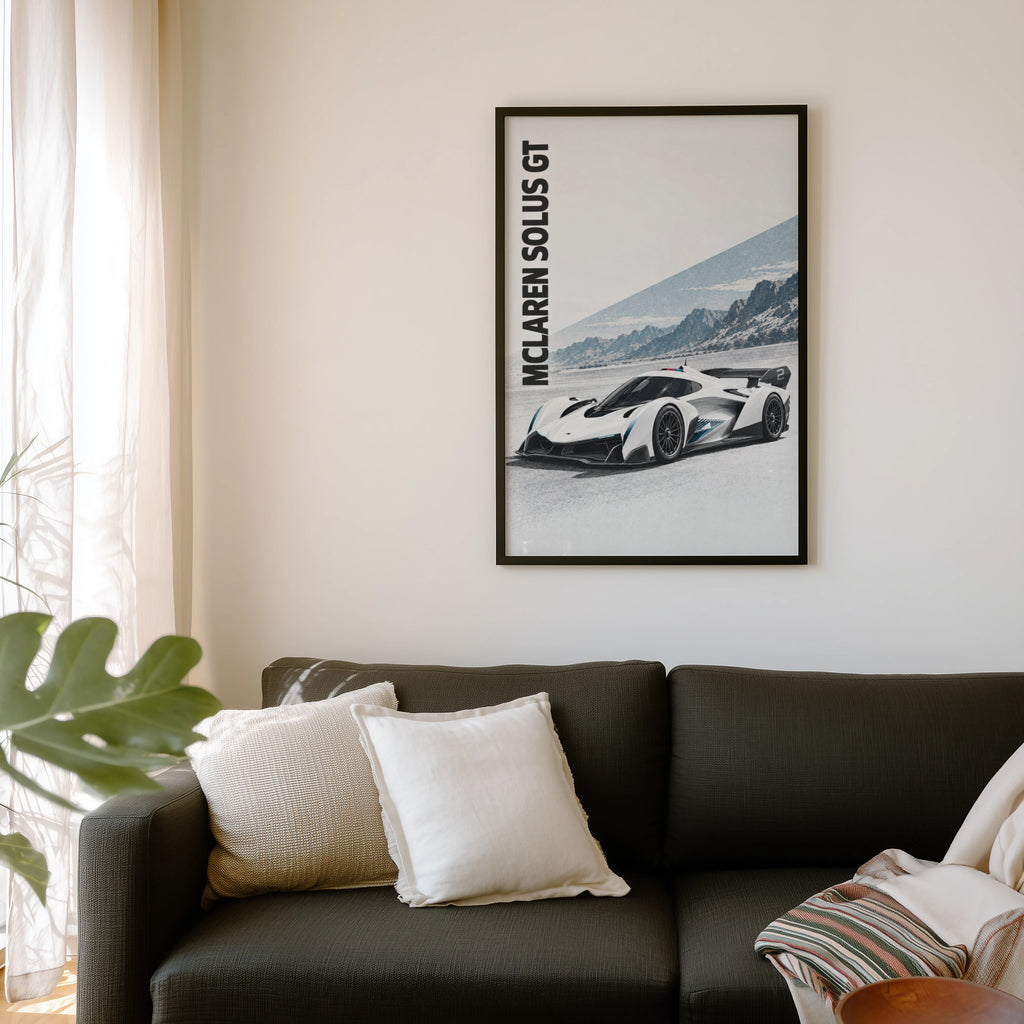 Vintage McLaren Solus GT Print, Car Wall Art