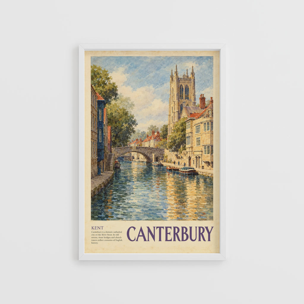 Vintage Canterbury Poster, Kent River Stour Wall Art Print