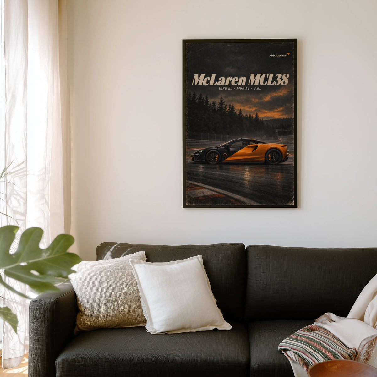 Vintage McLaren Print, Supercar Wall Art, Orange