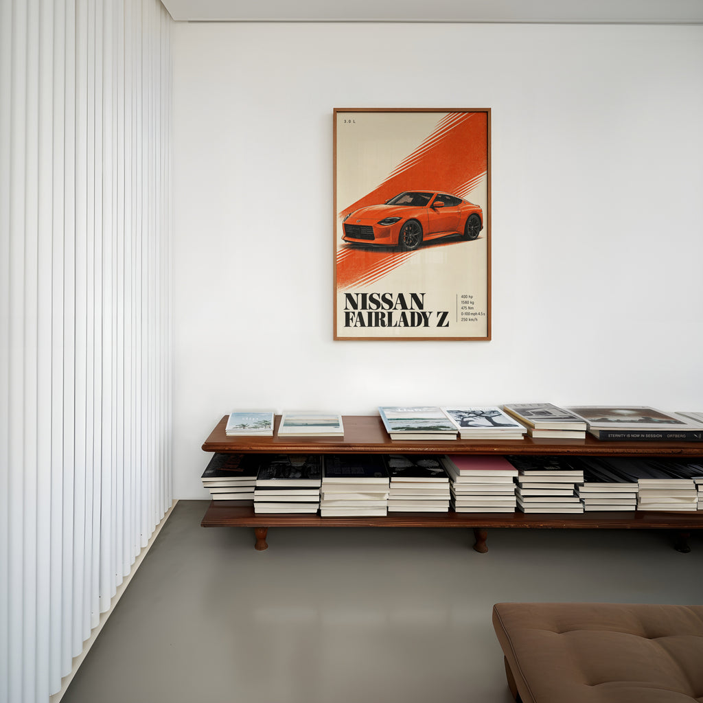 Vintage Nissan Fairlady Z Print, Orange Car Art