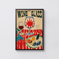 Vintage Wine Glass Print Poster, Cellar Social Wall Art