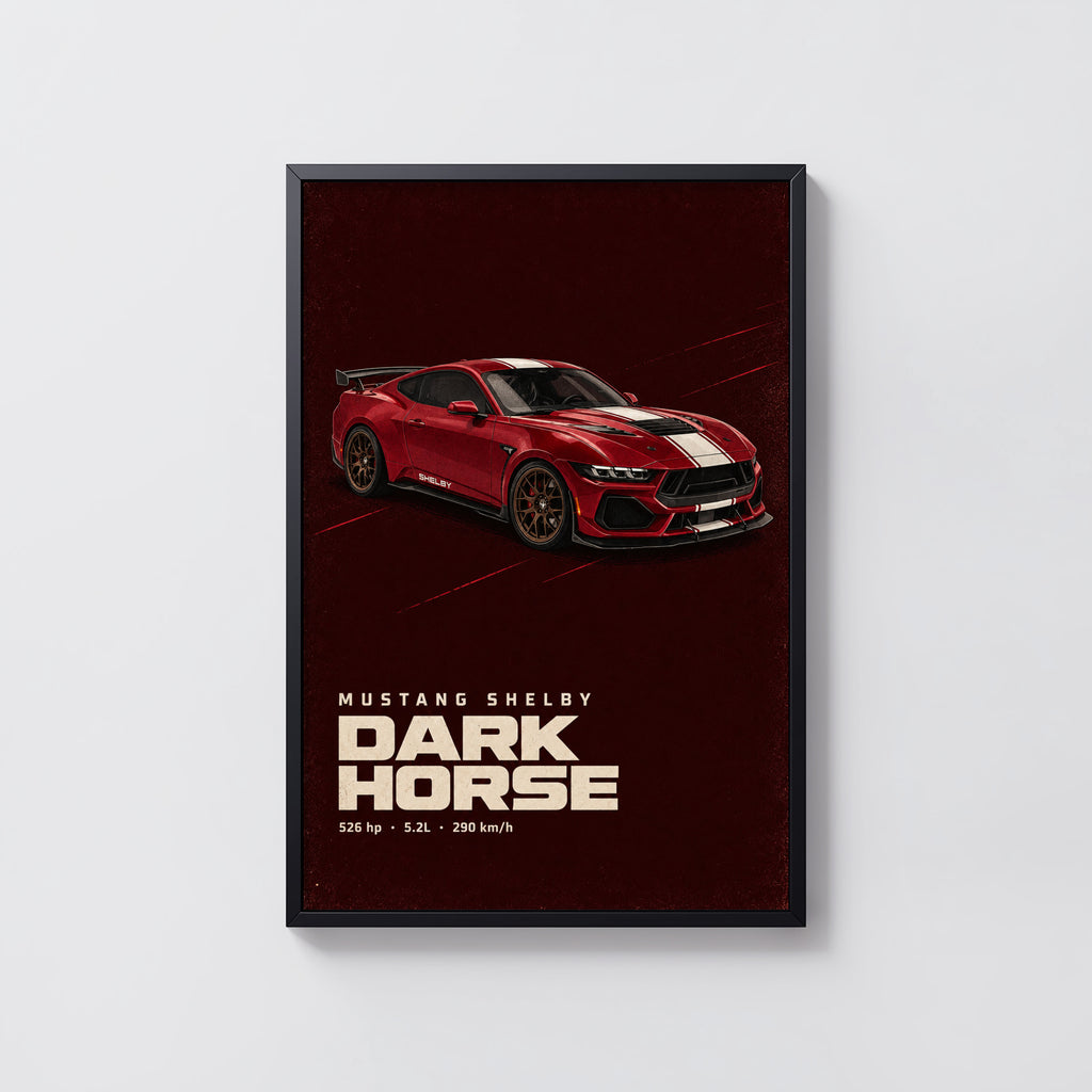 Vintage Mustang Shelby Dark Horse Print, Car Art