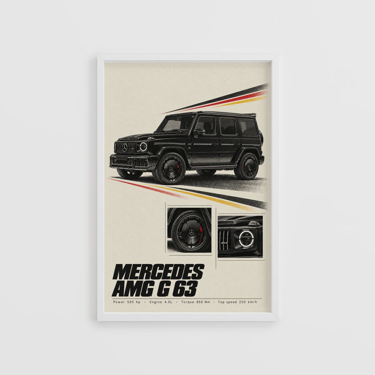Vintage Mercedes AMG G63 Print, SUV Wall Art