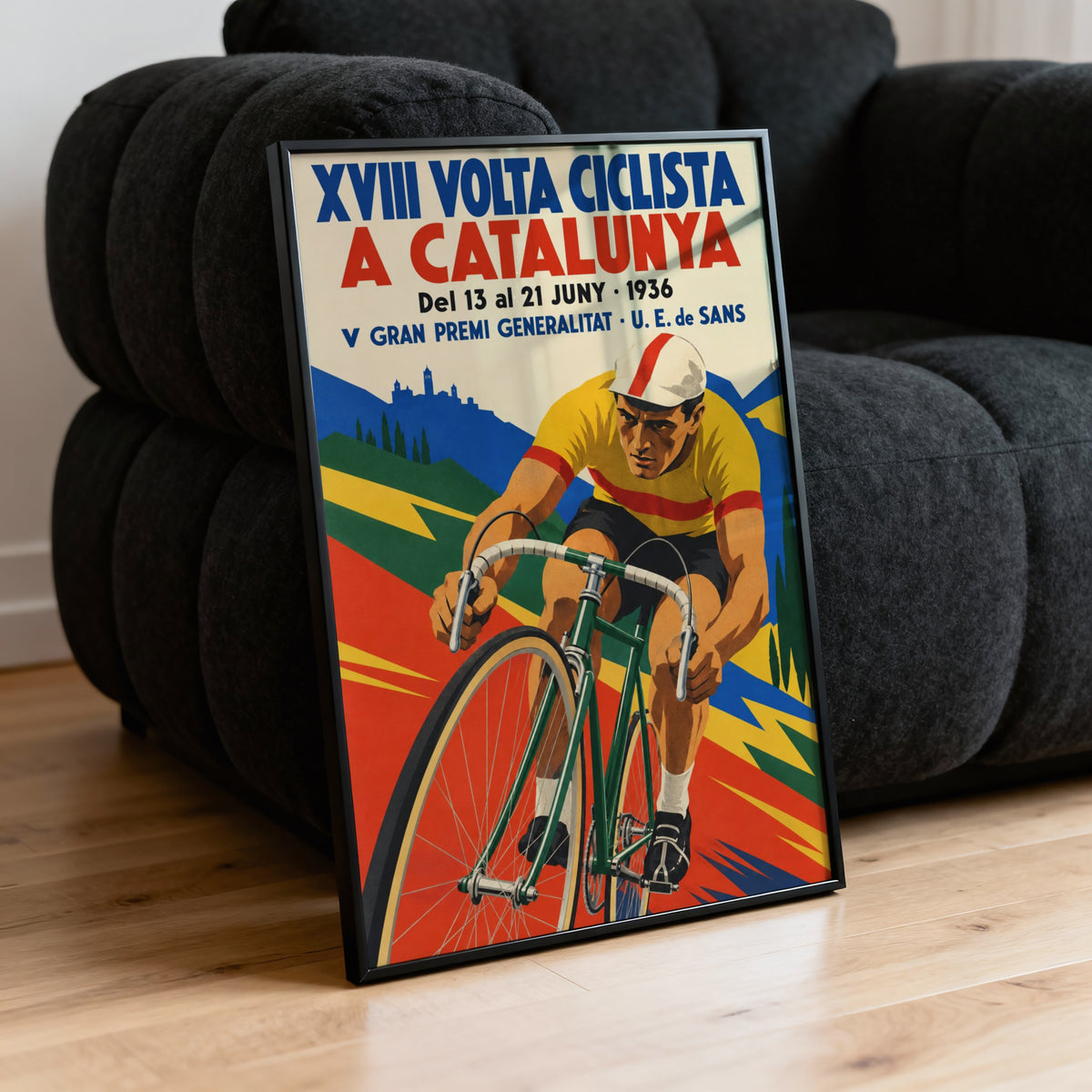 Vintage Cycling Poster, Catalunya Wall Art, Bike Race Print