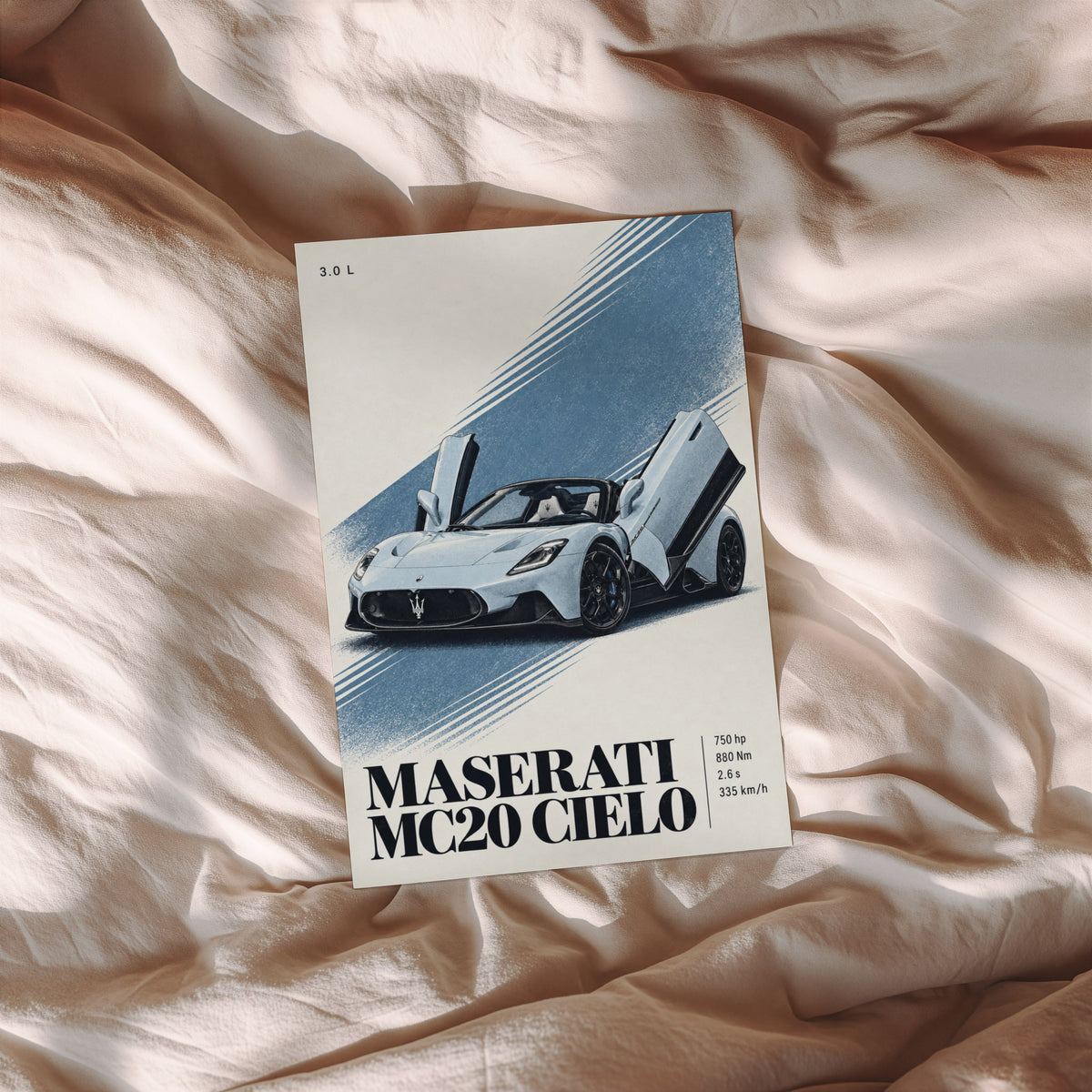 Vintage Maserati MC20 Cielo Car Print, Wall Art