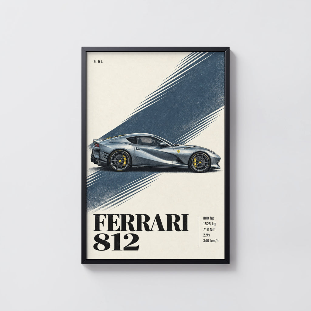 Vintage Ferrari 812 Print, Supercar Wall Art