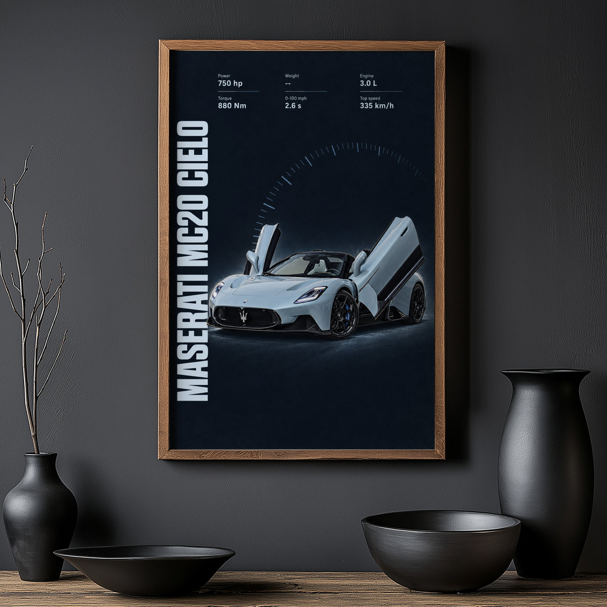 Vintage Maserati MC20 Cielo Print, Supercar Art