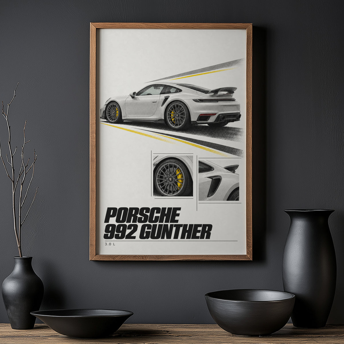 Vintage Porsche 992 Print, Car Wall Art